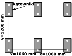 Wartość x=1060 mm, jest to odległość pomiędzy poszczególnymi modułami dodawanych kolektorów.
