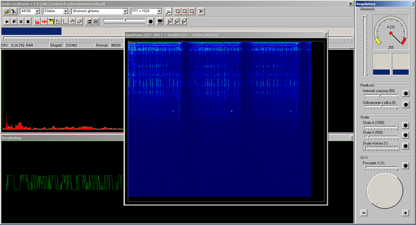 Biblioteka przykład programu służącego do analizy sygnału akustycznego (FFT)