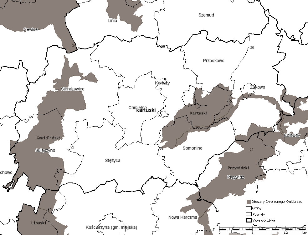 OChK Doliny Raduni o powierzchni 3 340,00 ha, obejmuje dno i zbocza doliny rzeki Raduni oraz bezpośrednio sąsiadujące tereny leśne i rolne.