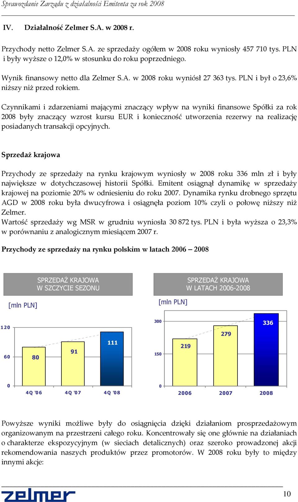 Czynnikami i zdarzeniami mającymi znaczący wpływ na wyniki finansowe Spółki za rok 2008 były znaczący wzrost kursu EUR i konieczność utworzenia rezerwy na realizację posiadanych transakcji opcyjnych.