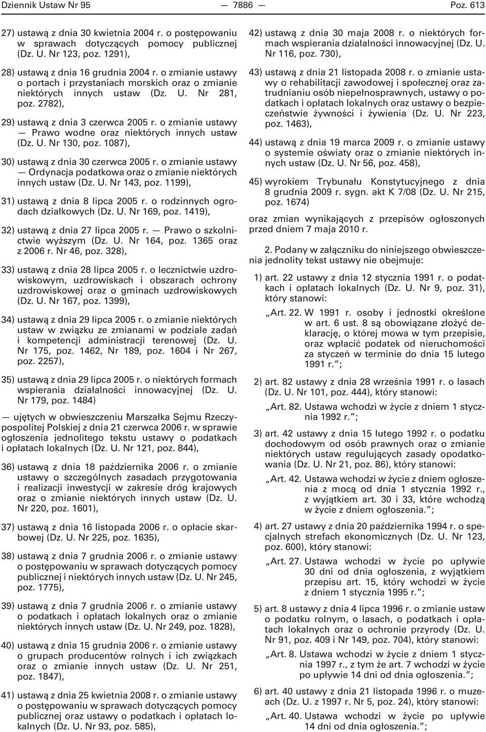 o zmianie ustawy Prawo wodne oraz niektórych innych ustaw (Dz. U. Nr 130, poz. 1087), 30) ustawą z dnia 30 czerwca 2005 r.