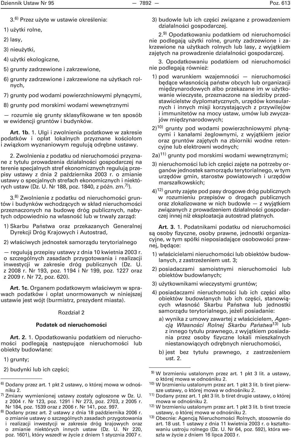 grunty pod wodami powierzchniowymi płynącymi, 8) grunty pod morskimi wodami wewnętrznymi rozumie się grunty sklasyfikowane w ten sposób w ewidencji gruntów i budynków. Art. 1b