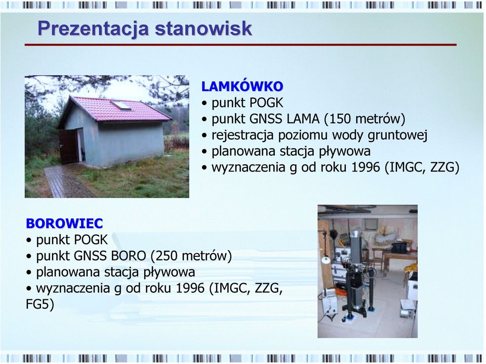 g od roku 1996 (IMGC, ZZG) BOROWIEC punkt POGK punkt GNSS BORO (250