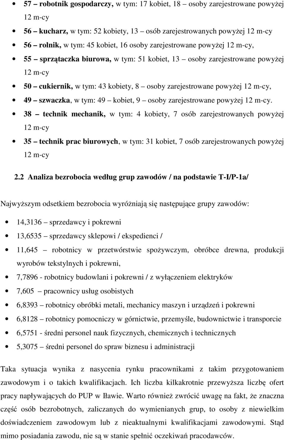 w tym: 49 kobiet, 9 osoby zarejestrowane powyżej 12 m-cy.