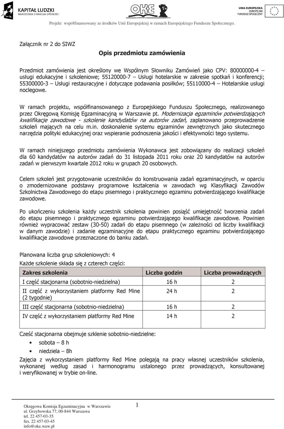 W ramach projektu, współfinansowanego z Europejskiego Funduszu Społecznego, realizowanego przez Okręgową Komisję Egzaminacyjną w Warszawie pt.