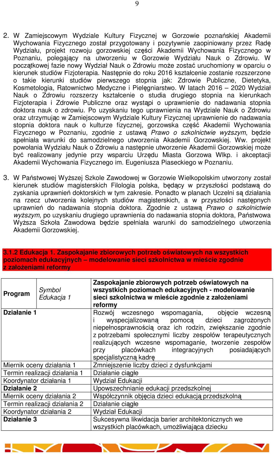 W początkowej fazie nowy Wydział Nauk o Zdrowiu może zostać uruchomiony w oparciu o kierunek studiów Fizjoterapia.