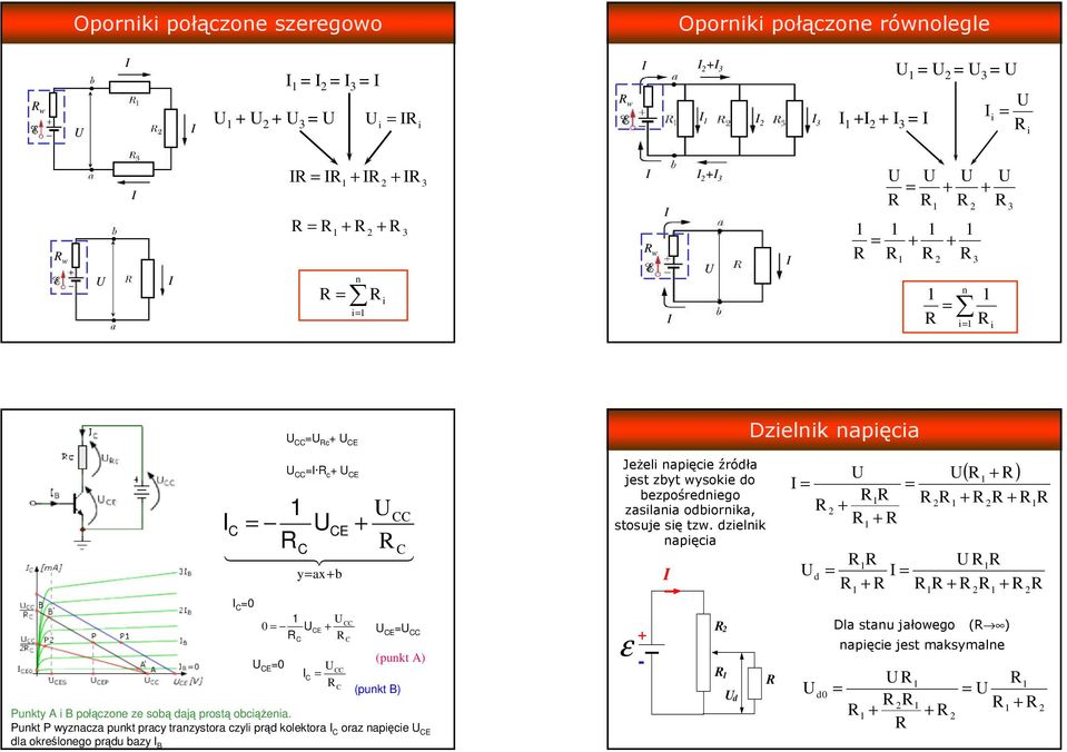Pu P yzacza pu pracy razysra czyl prąd lra raz apęc E dla rślg prądu bazy