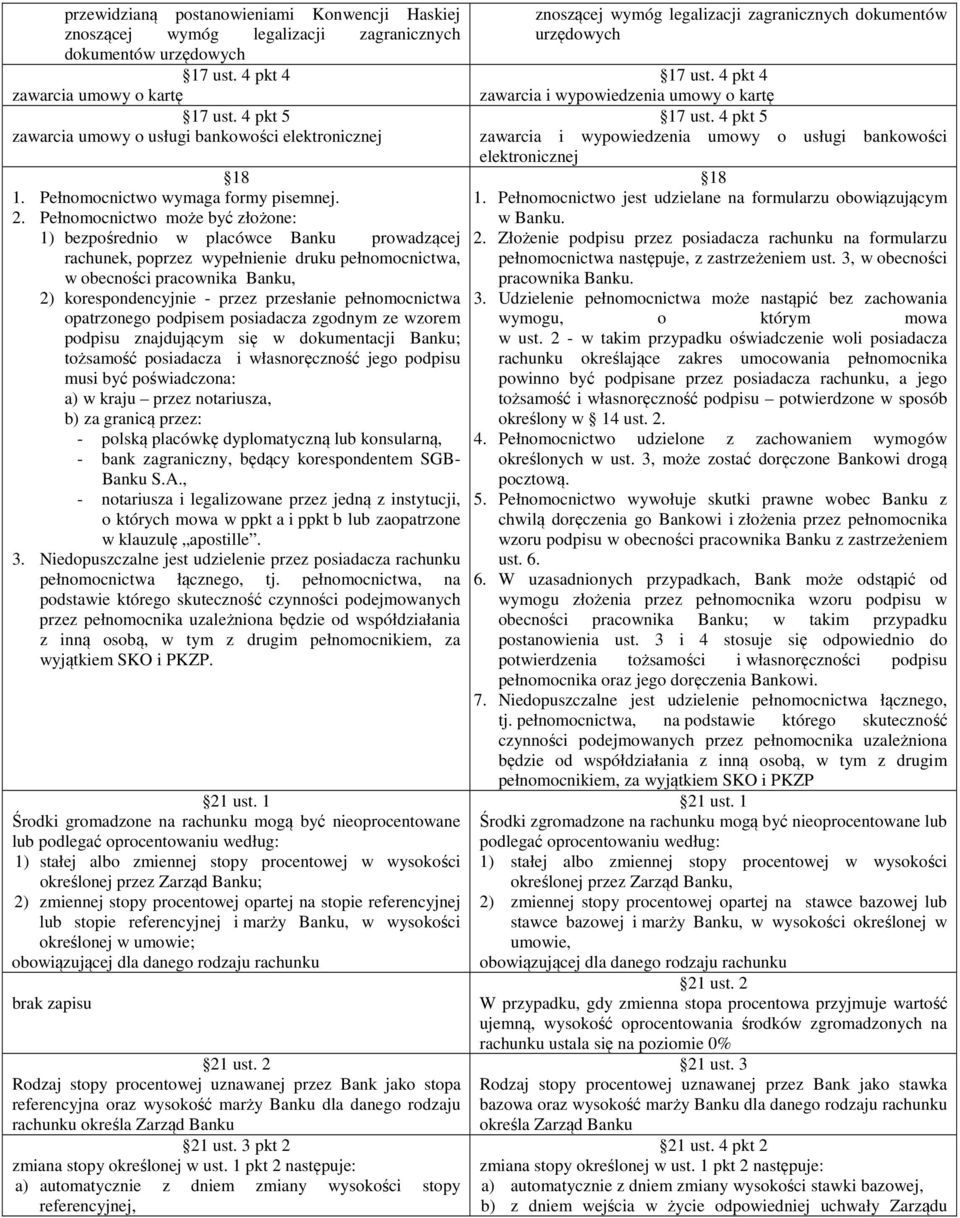 Pełnomocnictwo może być złożone: 1) bezpośrednio w placówce Banku prowadzącej rachunek, poprzez wypełnienie druku pełnomocnictwa, w obecności pracownika Banku, 2) korespondencyjnie - przez przesłanie