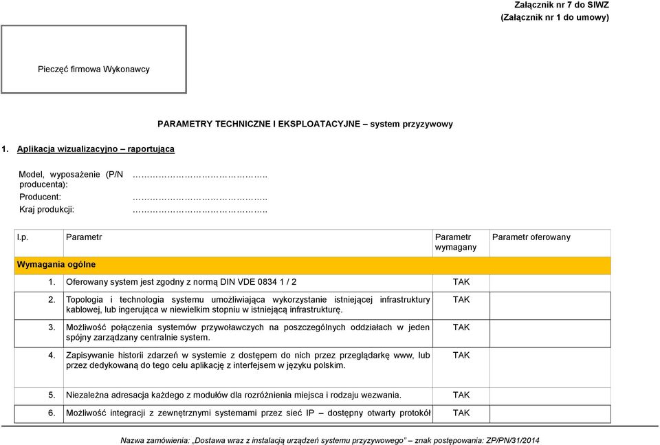 Topologia i technologia systemu umożliwiająca wykorzystanie istniejącej infrastruktury kablowej, lub ingerująca w niewielkim stopniu w istniejącą infrastrukturę. 3.