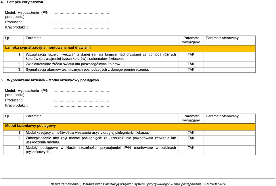 Zwielokrotnione źródła światła dla poszczególnych kolorów. 3. Sygnalizacja alarmów technicznych pochodzących z danego pomieszczenia. 5.