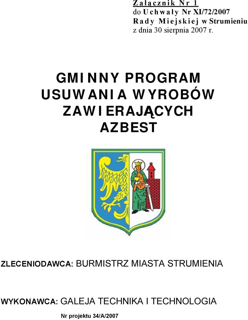 GMINNY PROGRAM USUWANIA WYROBÓW ZAWIERAJĄCYCH AZBEST