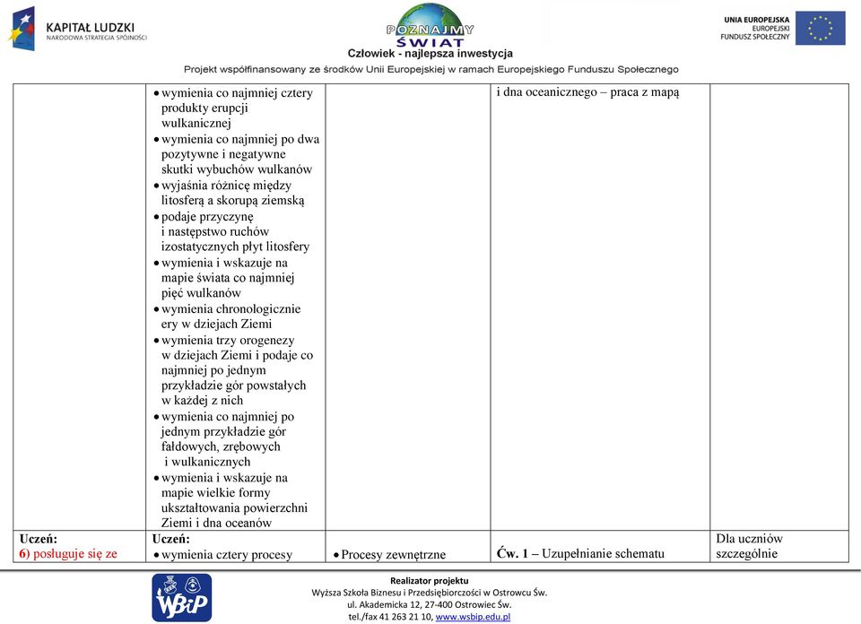 chronologicznie ery w dziejach Ziemi wymienia trzy orogenezy w dziejach Ziemi i podaje co najmniej po jednym przykładzie gór powstałych w każdej z nich wymienia co najmniej po jednym