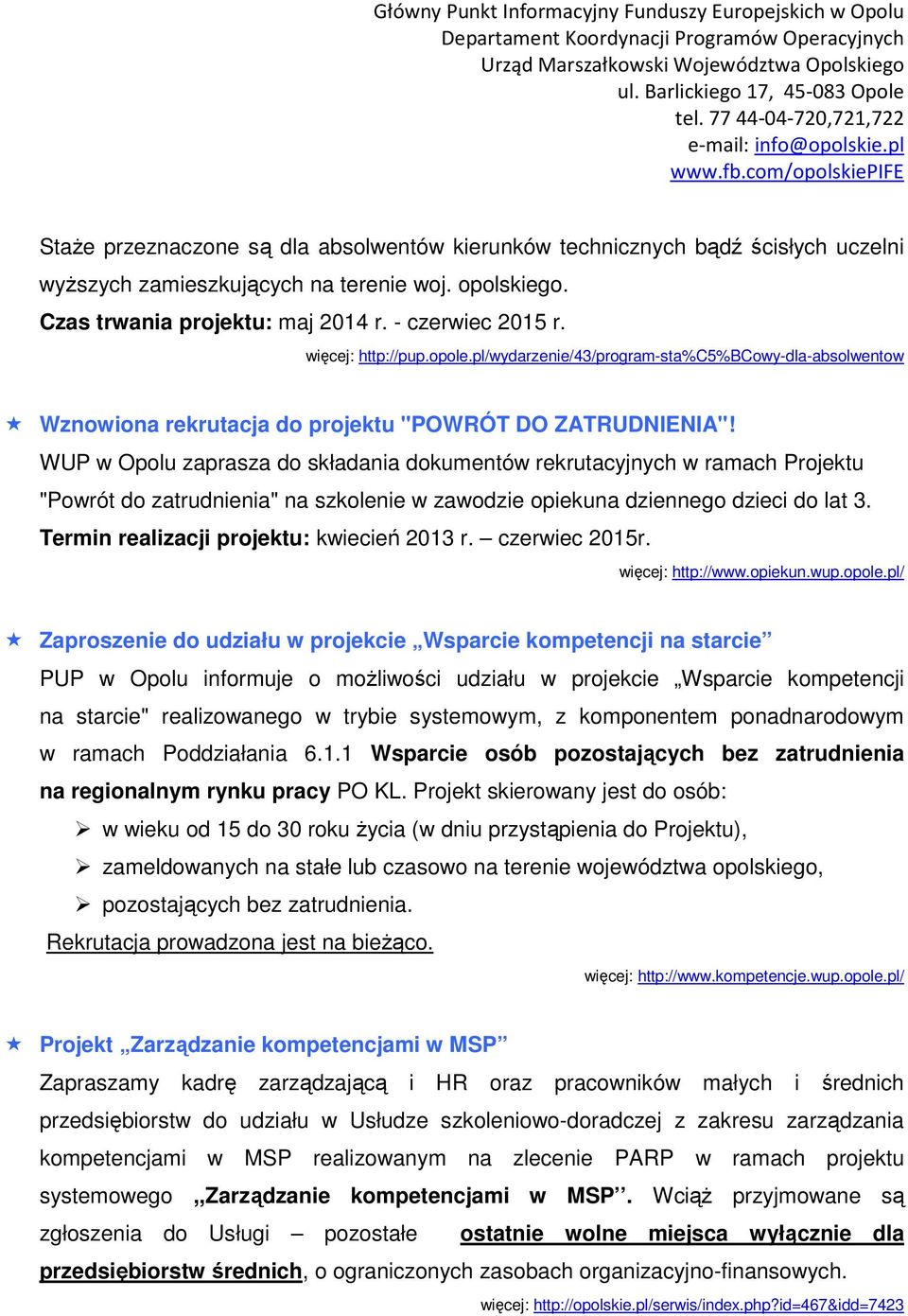 WUP w Opolu zaprasza do składania dokumentów rekrutacyjnych w ramach Projektu "Powrót do zatrudnienia" na szkolenie w zawodzie opiekuna dziennego dzieci do lat 3.