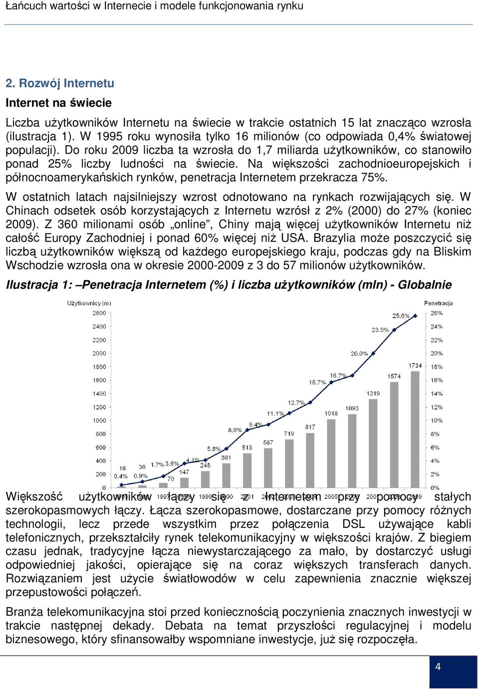 Na większości zachodnioeuropejskich i północnoamerykańskich rynków, penetracja Internetem przekracza 75%. W ostatnich latach najsilniejszy wzrost odnotowano na rynkach rozwijających się.