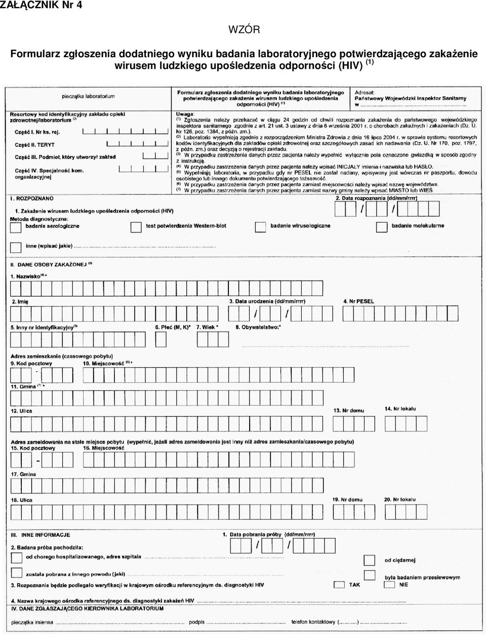 laboratoryjnego potwierdzającego