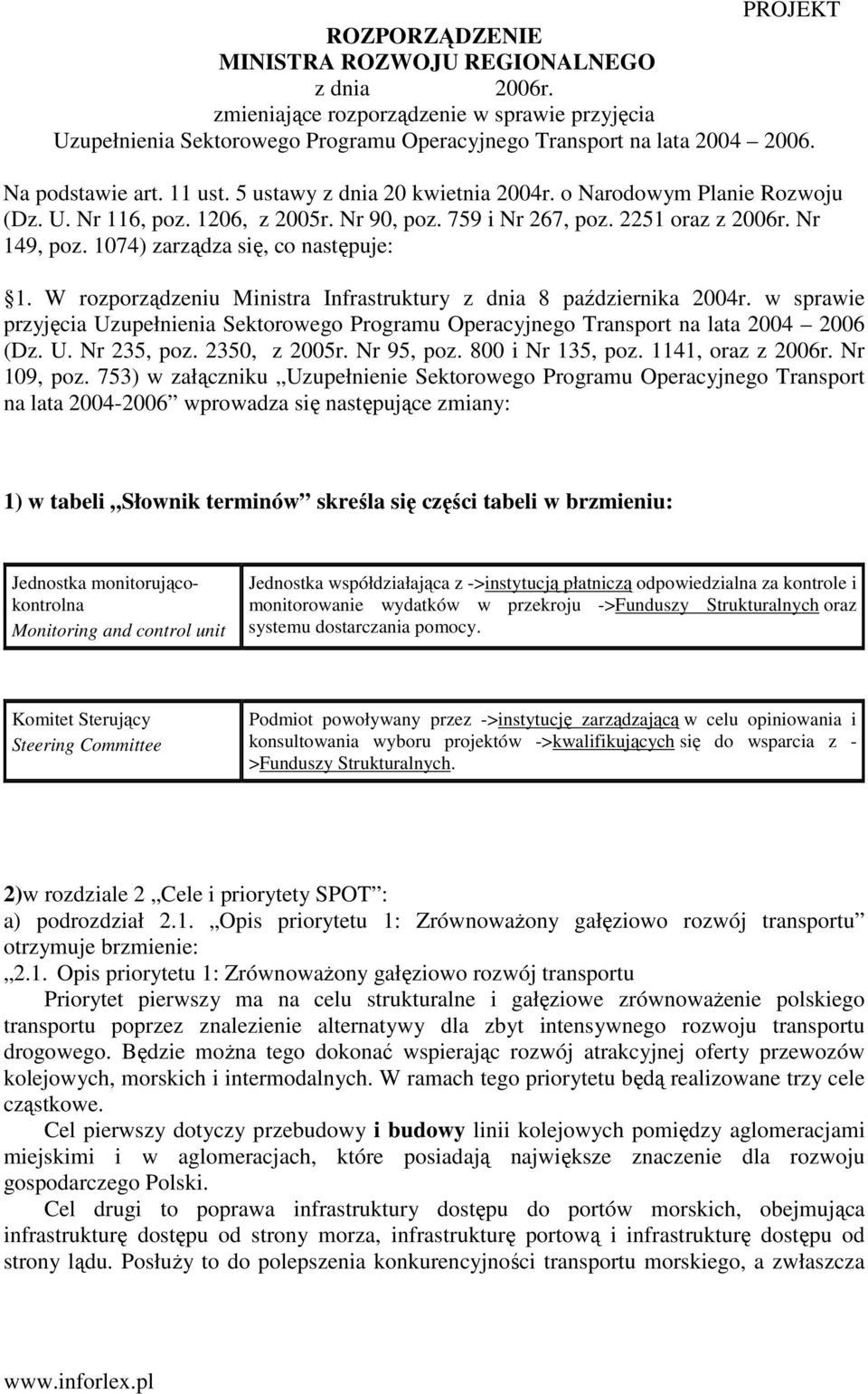 1074) zarządza się, co następuje: 1. W rozporządzeniu Ministra Infrastruktury z dnia 8 października 2004r.