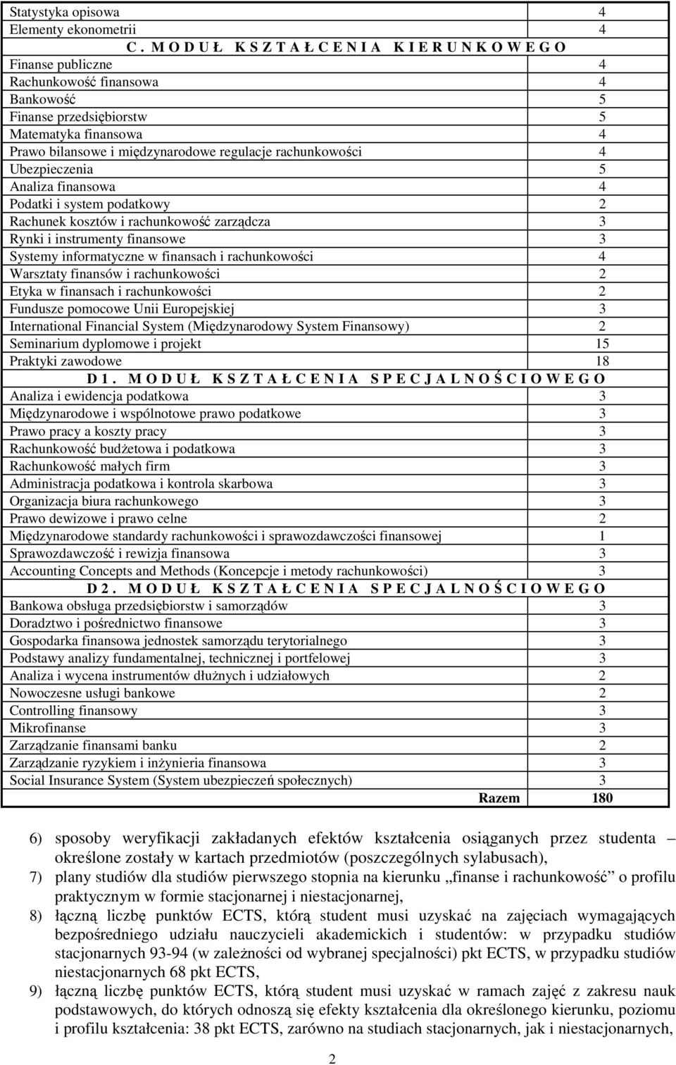 regulacje rachunkowości 4 Ubezpieczenia 5 Analiza finansowa 4 Podatki i system podatkowy 2 Rachunek kosztów i rachunkowość zarządcza 3 Rynki i instrumenty finansowe 3 Systemy informatyczne w