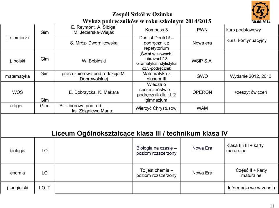 3-podręcznik Matematyka z plusem III Wiedza o społeczeństwie podręcznik dla kl. 2 Wierzyć Chrystusowi WSiP S.A.