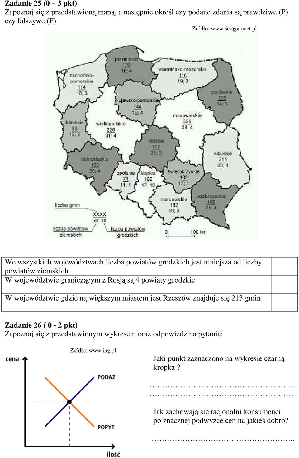 grodzkie W województwie gdzie największym miastem jest Rzeszów znajduje się 213 gmin Zadanie 26 ( 0-2 pkt) Zapoznaj się z przedstawionym wykresem oraz