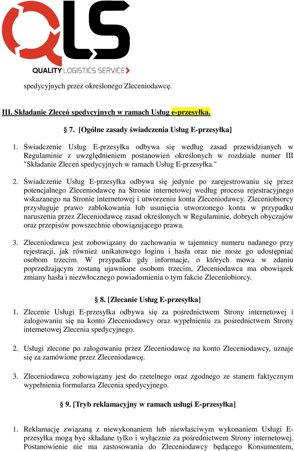 E-przesyłka." 2.