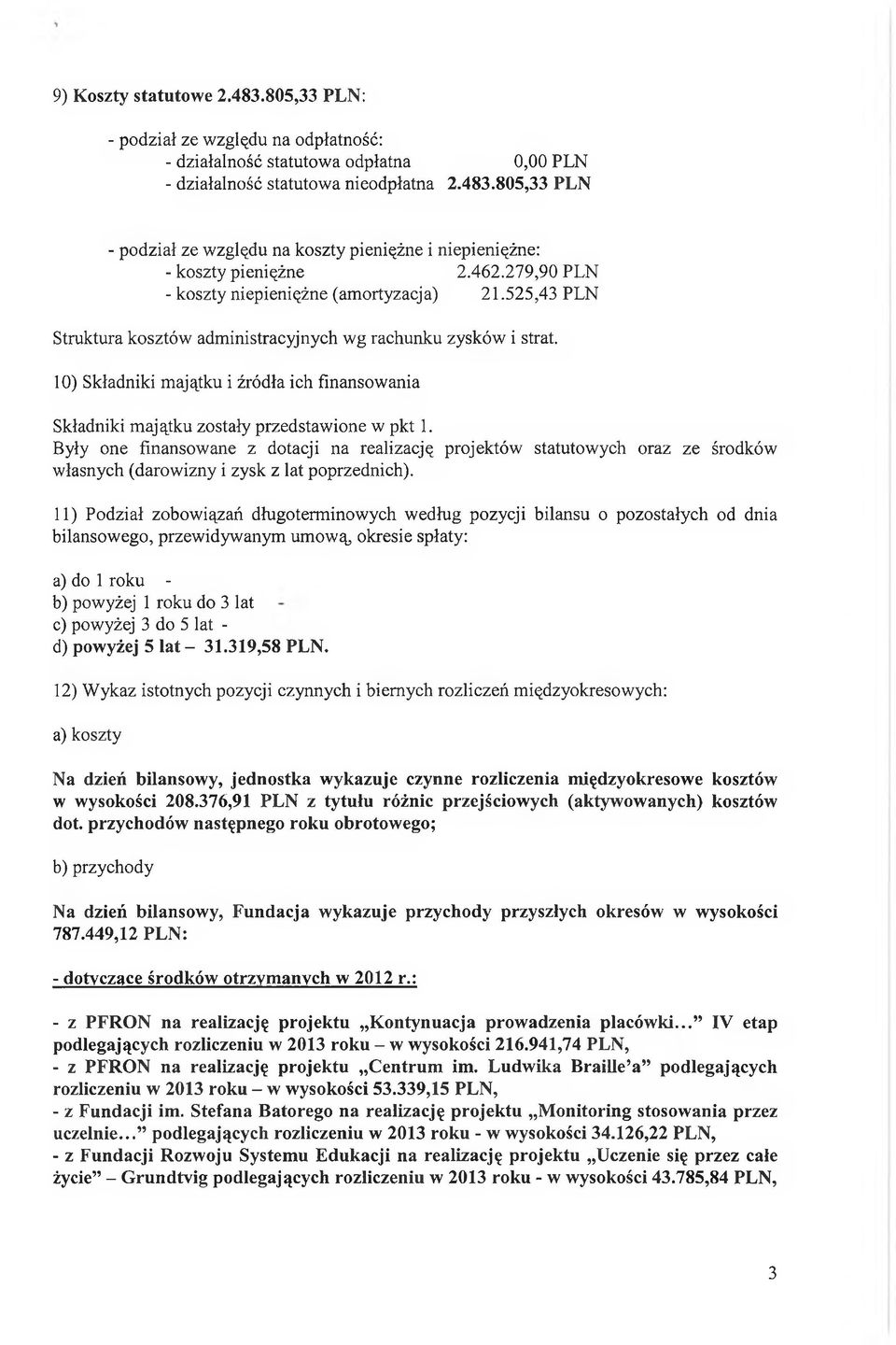 10) Składniki majątku i źródła ich finansowania Składniki majątku zostały przedstawione w pkt 1.