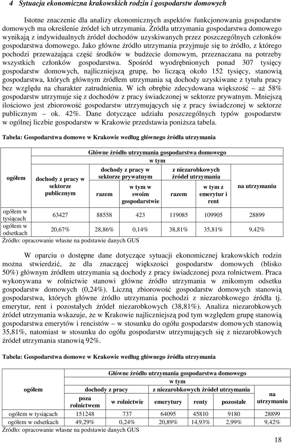 Jako główne źródło utrzymania przyjmuje się to źródło, z którego pochodzi przeważająca część środków w budżecie domowym, przeznaczana na potrzeby wszystkich członków gospodarstwa.