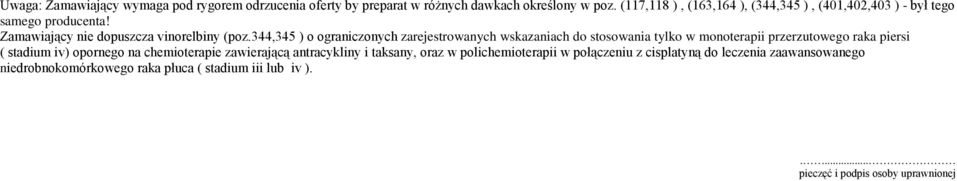 344,345 ) o ograniczonych zarejestrowanych wskazaniach do stosowania tylko w monoterapii przerzutowego raka piersi ( stadium iv) opornego na