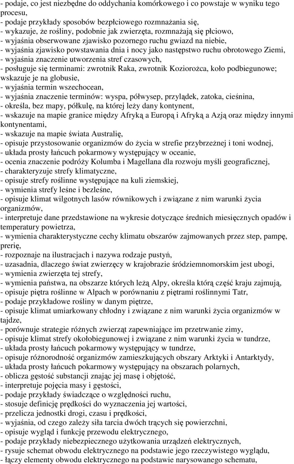 utworzenia stref czasowych, - posługuje się terminami: zwrotnik Raka, zwrotnik Koziorożca, koło podbiegunowe; wskazuje je na globusie, - wyjaśnia termin wszechocean, - wyjaśnia znaczenie terminów: