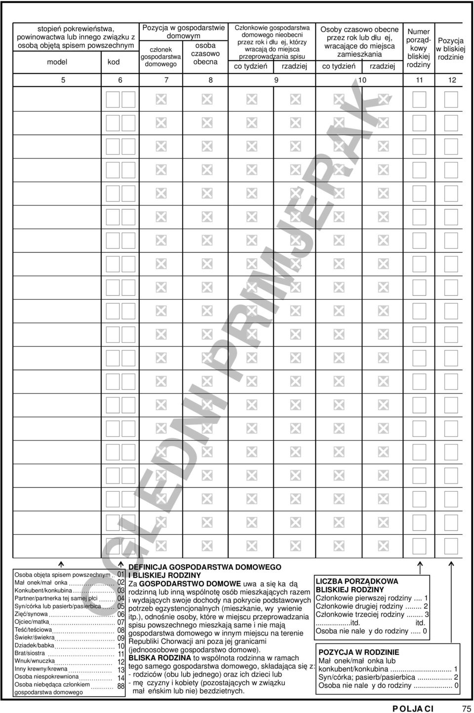 gospodrstwie domowym osob członek gospodrstw czsowo domowego obecn Członkowie gospodrstw domowego nieobecni przez rok i dłużej, którzy wrcją do miejsc przeprowdzni spisu co tydzień 5 6 7 8 9