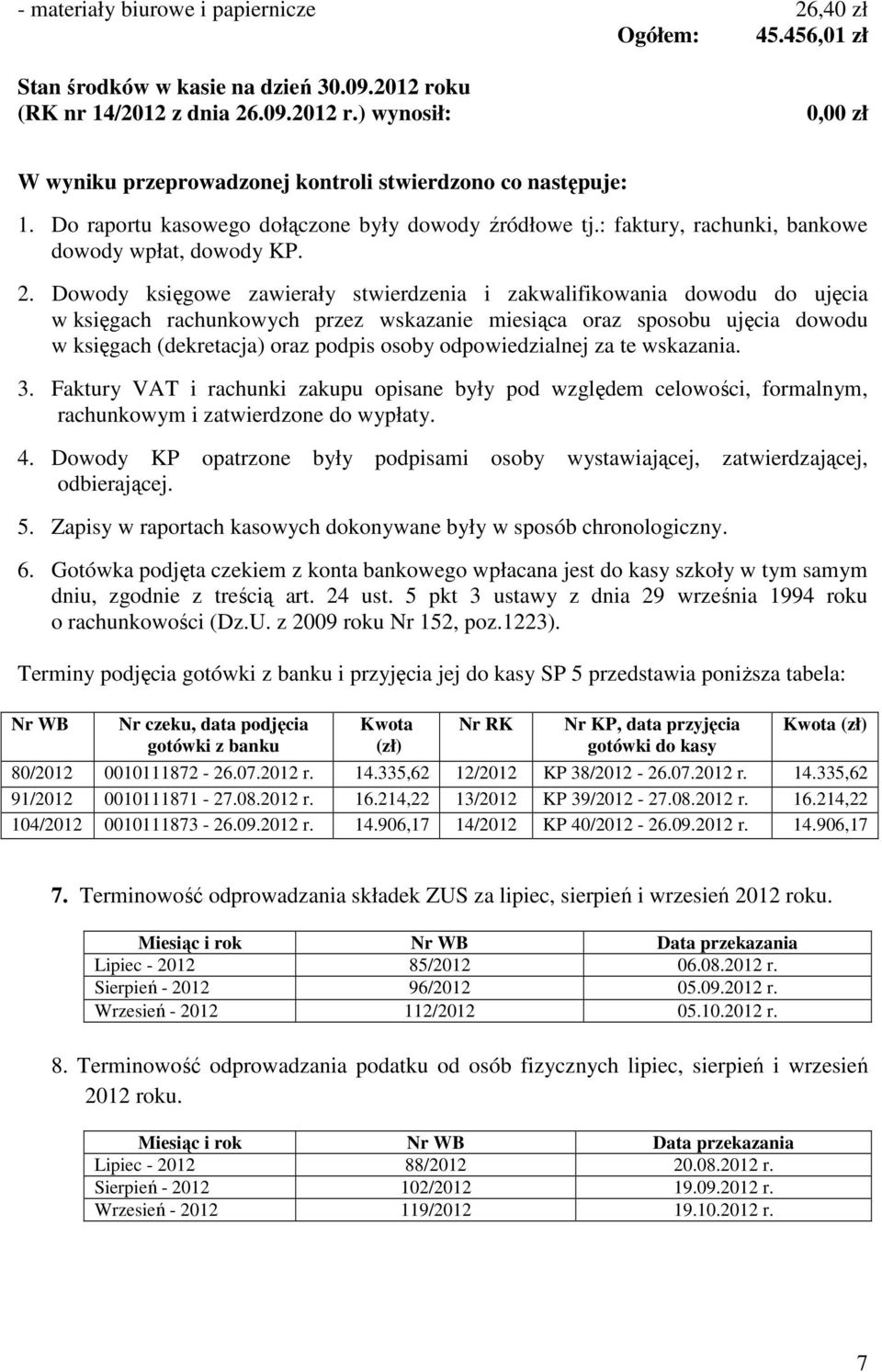 Dowody księgowe zawierały stwierdzenia i zakwalifikowania dowodu do ujęcia w księgach rachunkowych przez wskazanie miesiąca oraz sposobu ujęcia dowodu w księgach (dekretacja) oraz podpis osoby