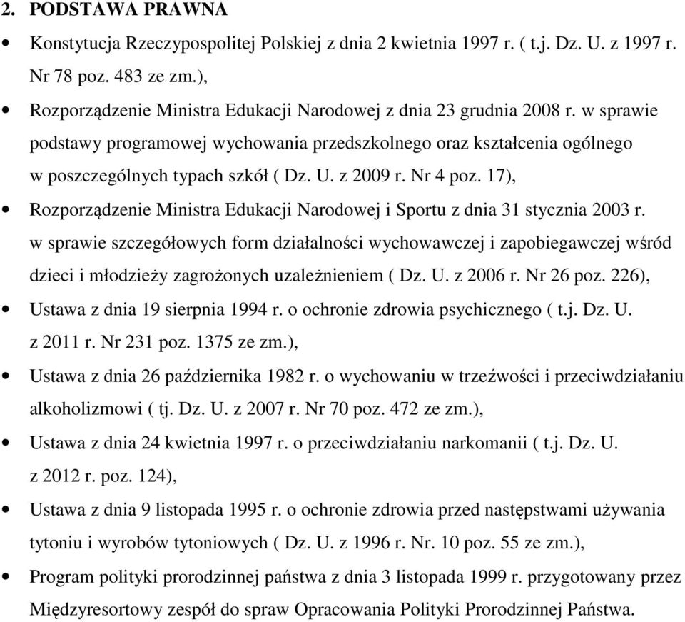 17), Rozporządzenie Ministra Edukacji Narodowej i Sportu z dnia 31 stycznia 2003 r.