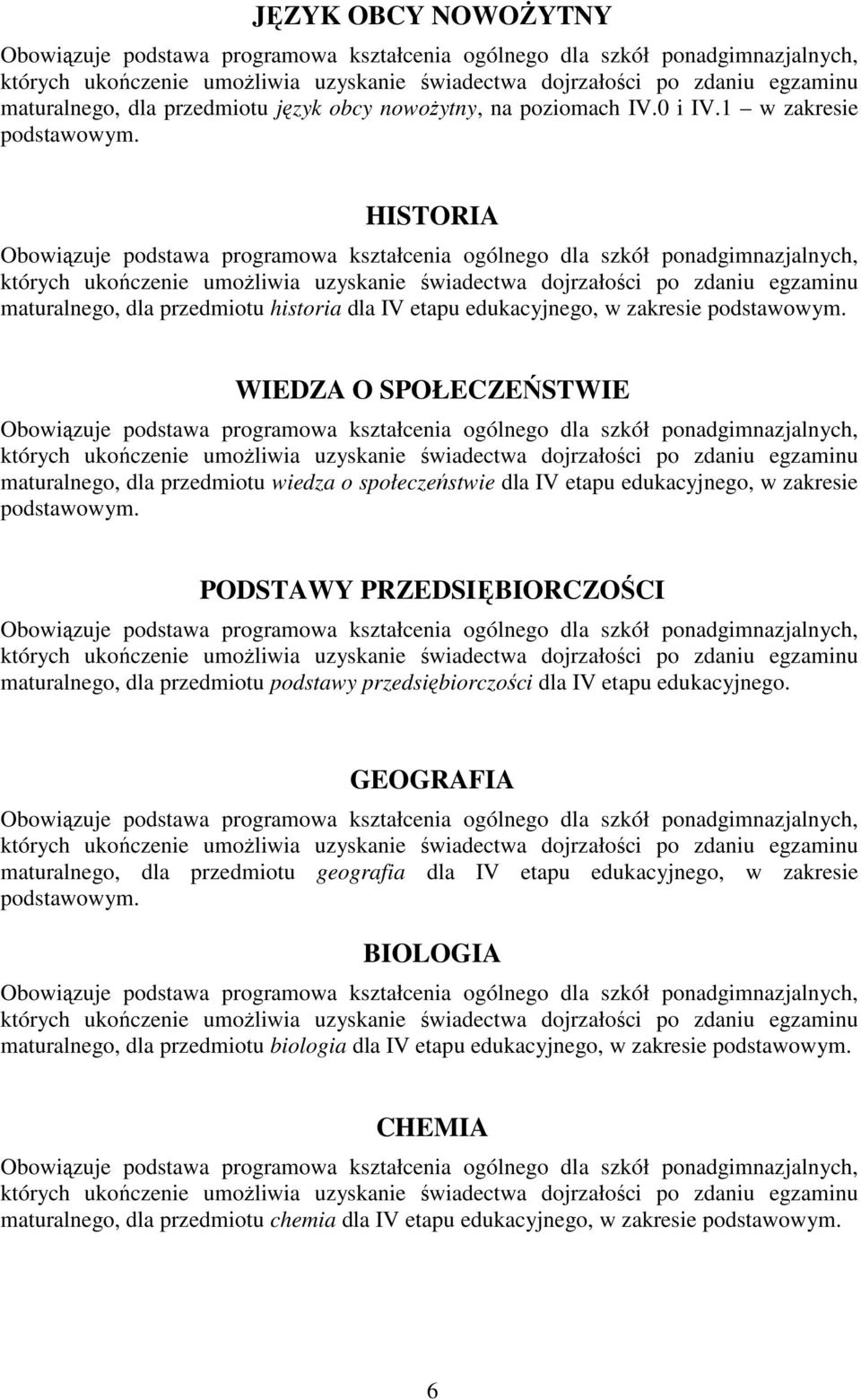 WIEDZA O SPOŁECZEŃSTWIE maturalnego, dla przedmiotu wiedza o społeczeństwie dla IV etapu edukacyjnego, w zakresie podstawowym.