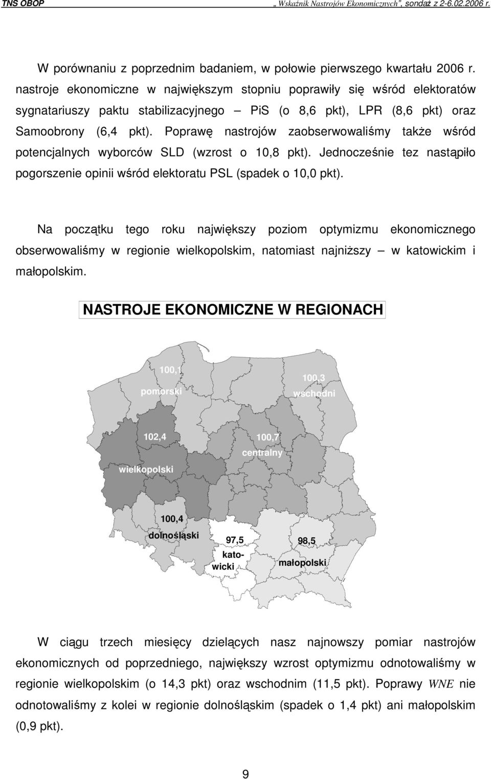 Poprawę nastrojów zaobserwowaliśmy takŝe wśród potencjalnych wyborców SLD (wzrost o 10,8 pkt). Jednocześnie tez nastąpiło pogorszenie opinii wśród elektoratu PSL (spadek o 10,0 pkt).