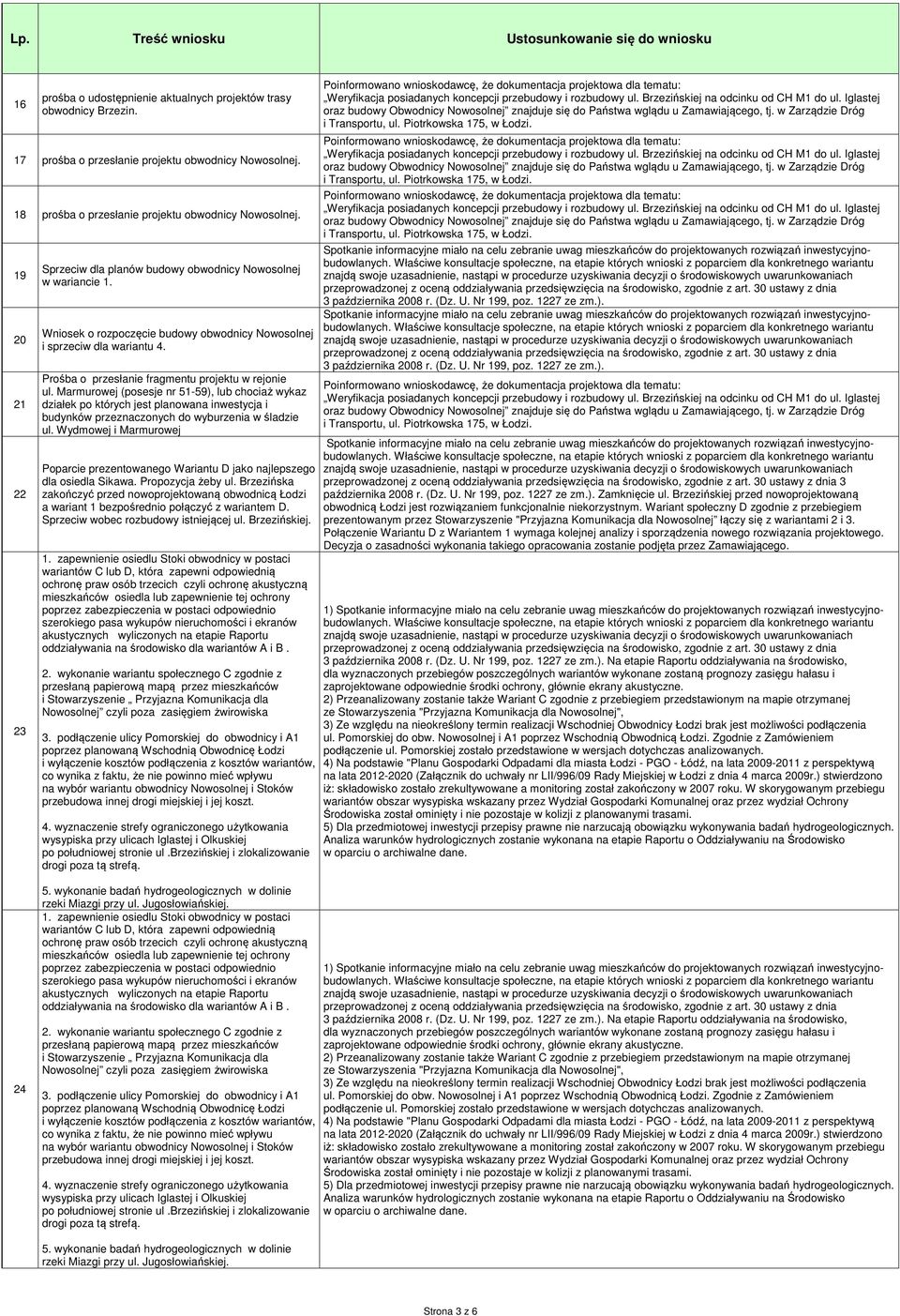 Prośba o przesłanie fragmentu projektu w rejonie ul. Marmurowej (posesje nr 51-59), lub chociaż wykaz działek po których jest planowana inwestycja i budynków przeznaczonych do wyburzenia w śladzie ul.