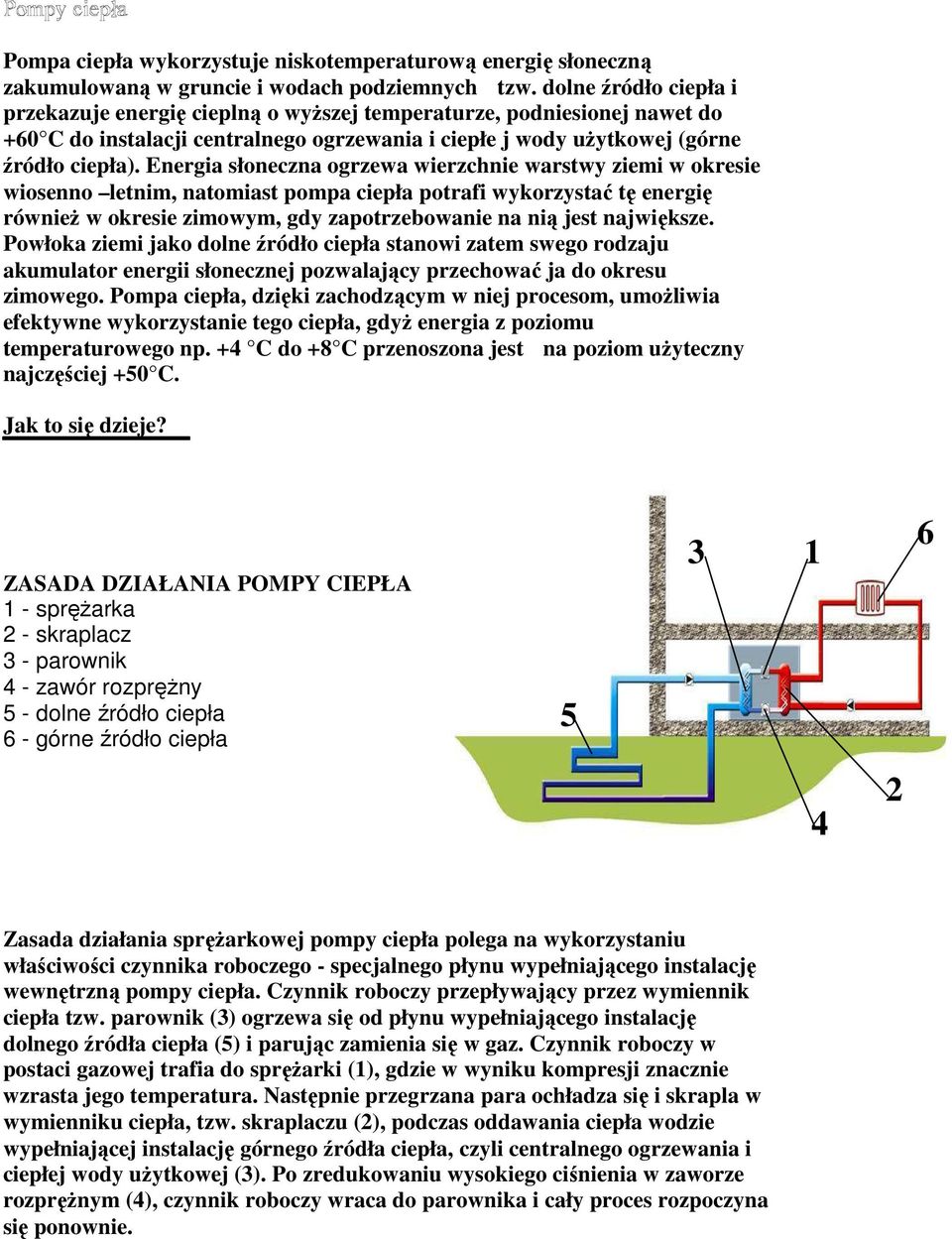 Energia słoneczna ogrzewa wierzchnie warstwy ziemi w okresie wiosenno letnim, natomiast pompa ciepła potrafi wykorzystać tę energię również w okresie zimowym, gdy zapotrzebowanie na nią jest