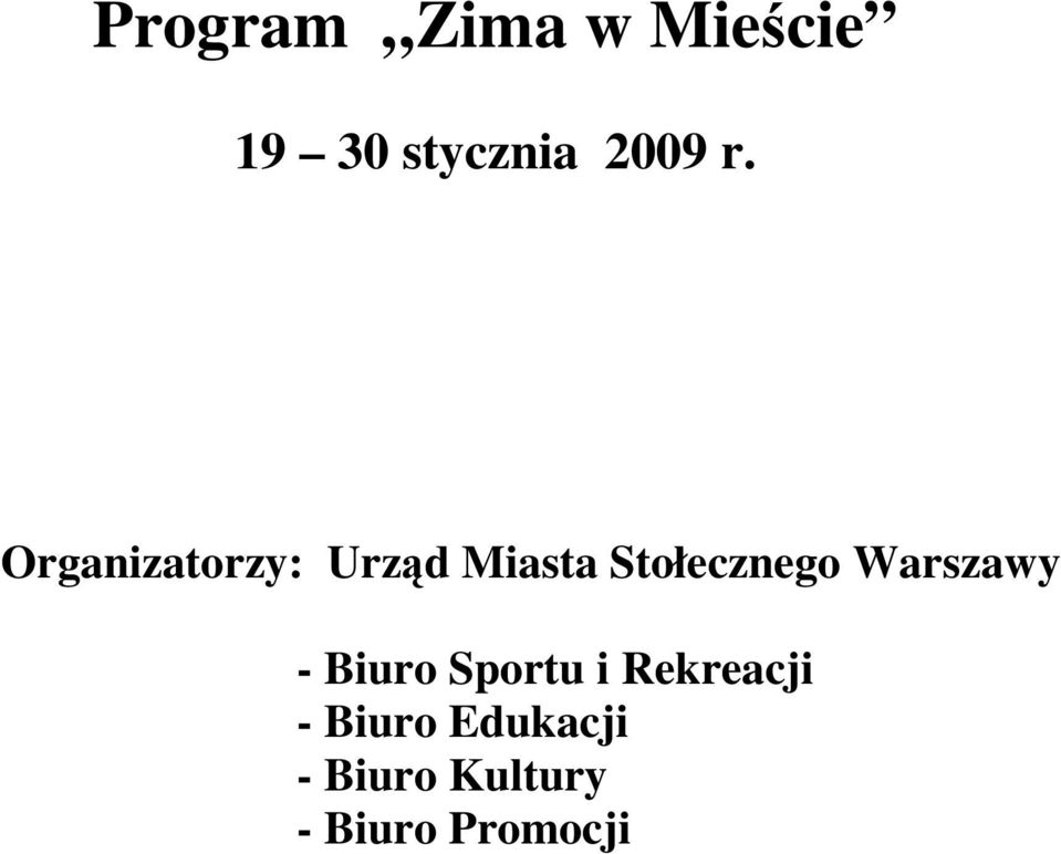 Warszawy - Biuro Sportu i Rekreacji -