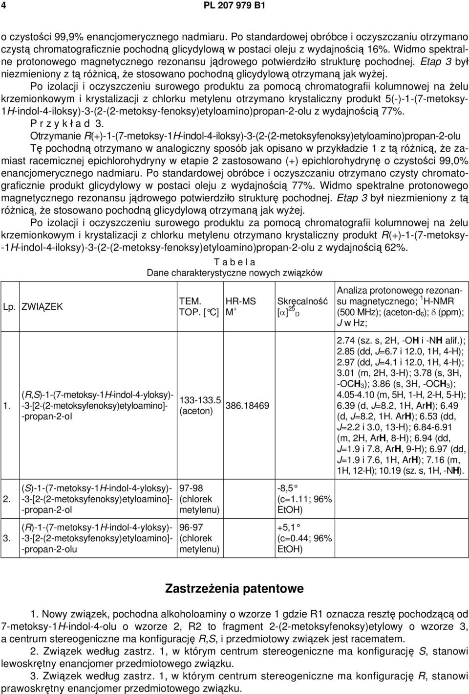 Po izolacji i oczyszczeniu surowego produktu za pomocą chromatografii kolumnowej na żelu krzemionkowym i krystalizacji z chlorku metylenu otrzymano krystaliczny produkt 5(-)-1-(7-metoksy-