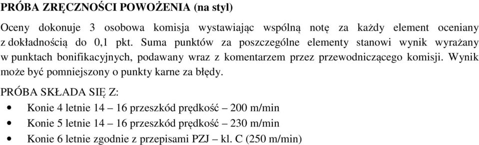 Suma punktów za poszczególne elementy stanowi wynik wyrażany w punktach bonifikacyjnych, podawany wraz z komentarzem przez