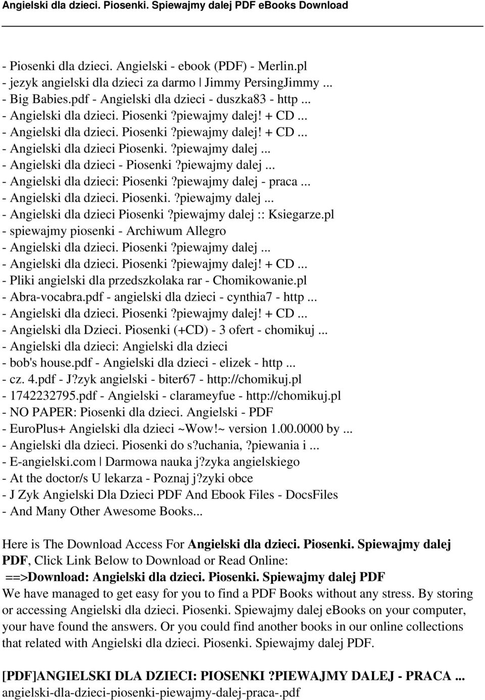 piewajmy dalej... - Angielski dla dzieci: Piosenki?piewajmy dalej - praca... - Angielski dla dzieci. Piosenki.?piewajmy dalej... - Angielski dla dzieci Piosenki?piewajmy dalej :: Ksiegarze.