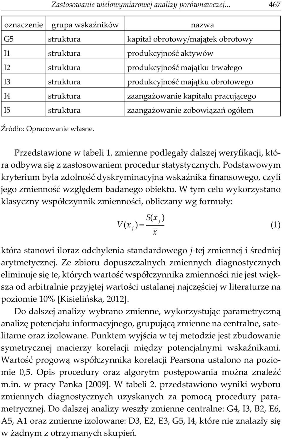 obrotowego I4 struktura zaanga owane kapta³u pracuj¹cego I5 struktura zaanga owane zobow¹zañ ogó³em Przedstawone w tabel 1.