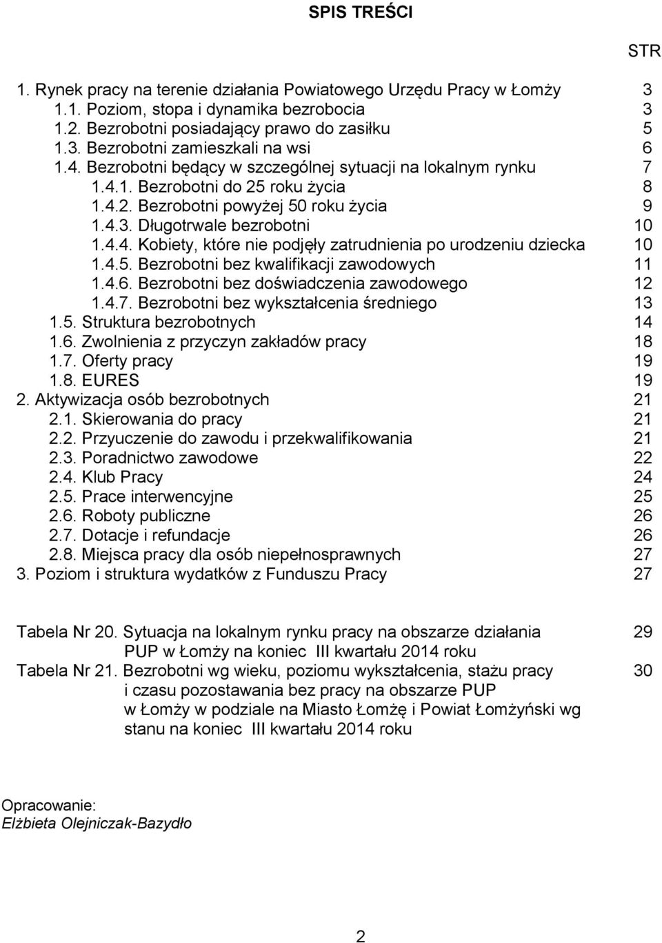 Długotrwale bezrobotni 1.4.4. Kobiety, które nie podjęły zatrudnienia po urodzeniu dziecka 1.4.5. Bezrobotni bez kwalifikacji zawodowych 1.4.6. Bezrobotni bez doświadczenia zawodowego 1.4.7.