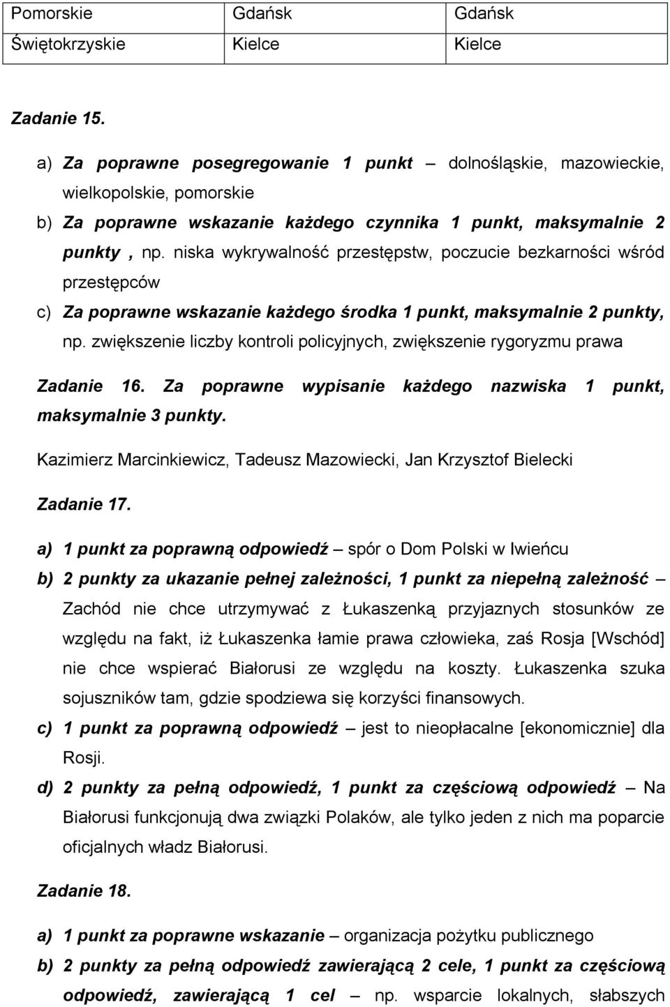 niska wykrywalność przestępstw, poczucie bezkarności wśród przestępców c) Za poprawne wskazanie każdego środka 1 punkt, maksymalnie 2 punkty, np.