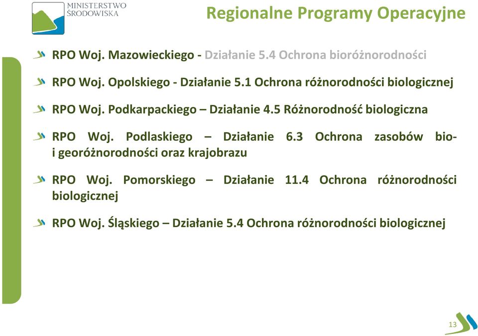 5 Różnorodność biologiczna RPO Woj. Podlaskiego Działanie 6.