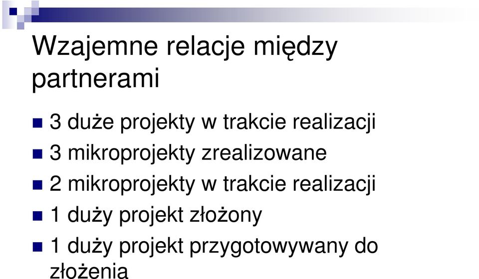 2 mikroprojekty w trakcie realizacji 1 duŝy