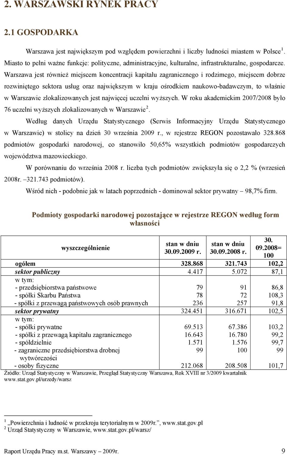 Warszawa jest również miejscem koncentracji kapitału zagranicznego i rodzimego, miejscem dobrze rozwiniętego sektora usług oraz największym w kraju ośrodkiem naukowo-badawczym, to właśnie w Warszawie