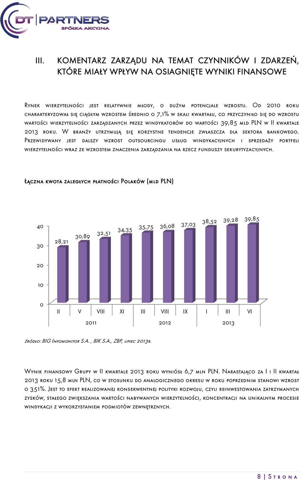 kwartale 2013 roku. W branży utrzymują się korzystne tendencje zwłaszcza dla sektora bankowego.