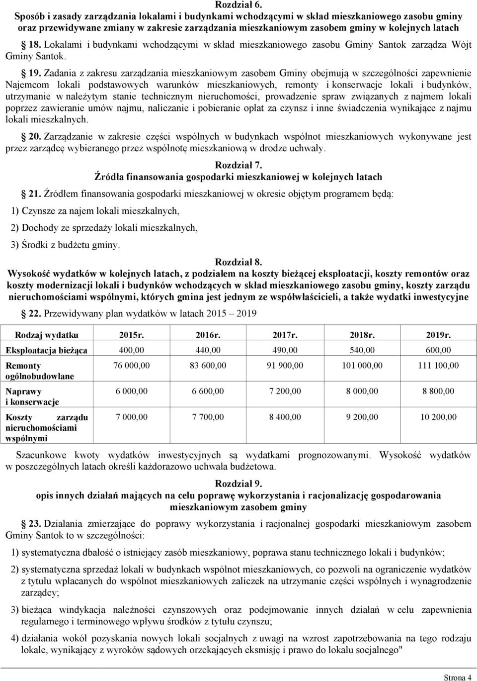 Lokalami i budynkami wchodzącymi w skład mieszkaniowego zasobu Gminy Santok zarządza Wójt Gminy Santok. 19.