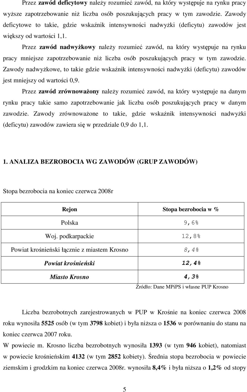 Przez zawód nadwyŝkowy naleŝy rozumieć zawód, na który występuje na rynku pracy mniejsze zapotrzebowanie niŝ liczba osób poszukujących pracy w tym zawodzie.