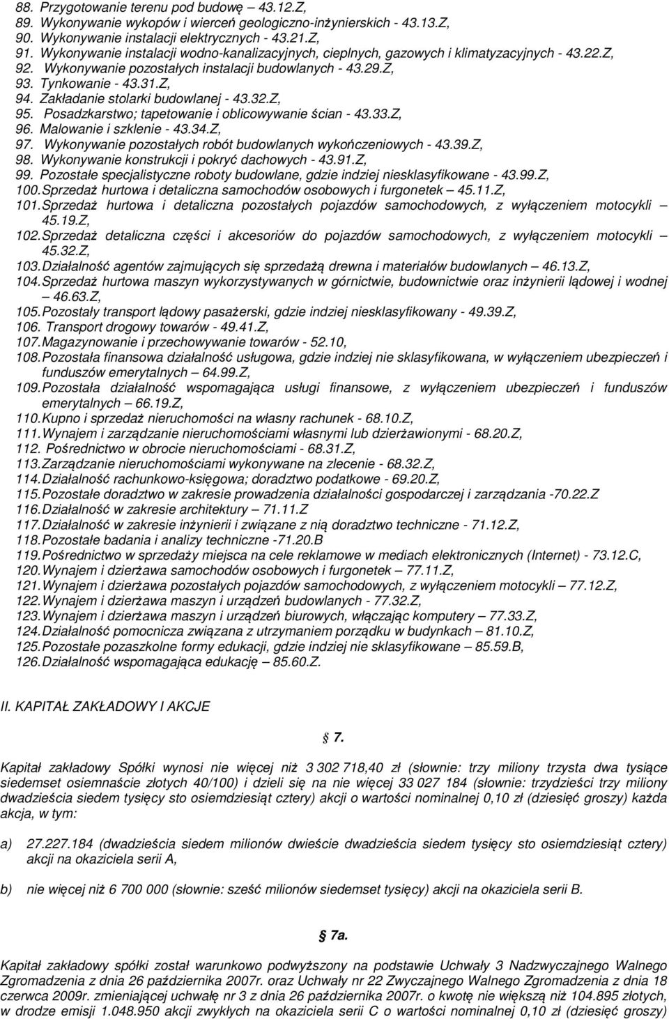 Zakładanie stolarki budowlanej - 43.32.Z, 95. Posadzkarstwo; tapetowanie i oblicowywanie ścian - 43.33.Z, 96. Malowanie i szklenie - 43.34.Z, 97.