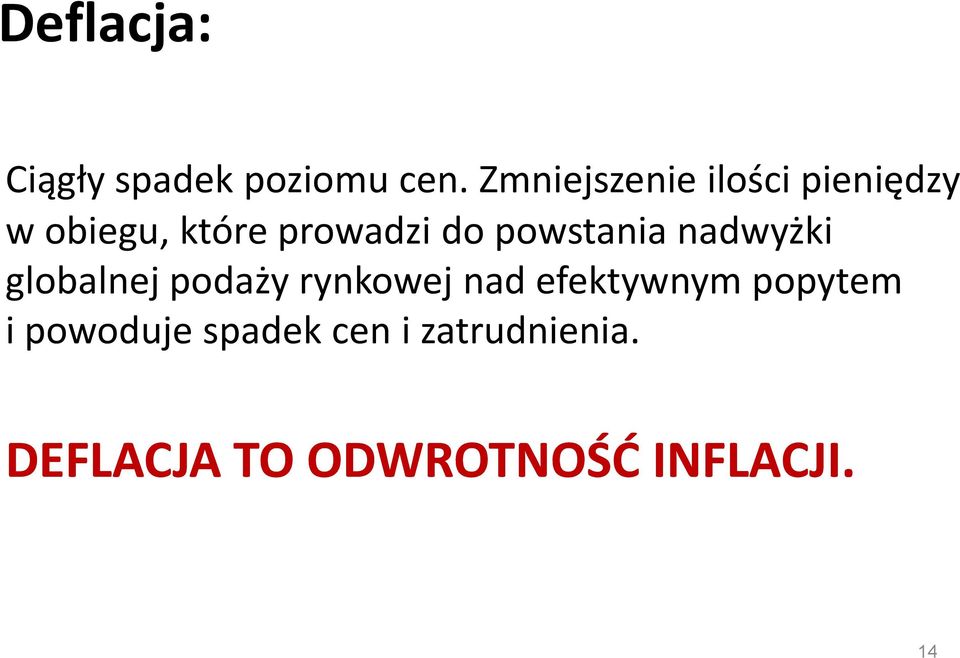 powstania nadwyżki globalnej podaży rynkowej nad